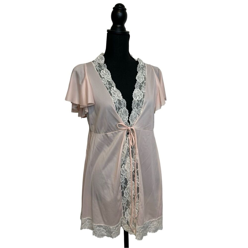 CATTAN of California Vintage Peach/Pink Nightie Short Robe Size Small